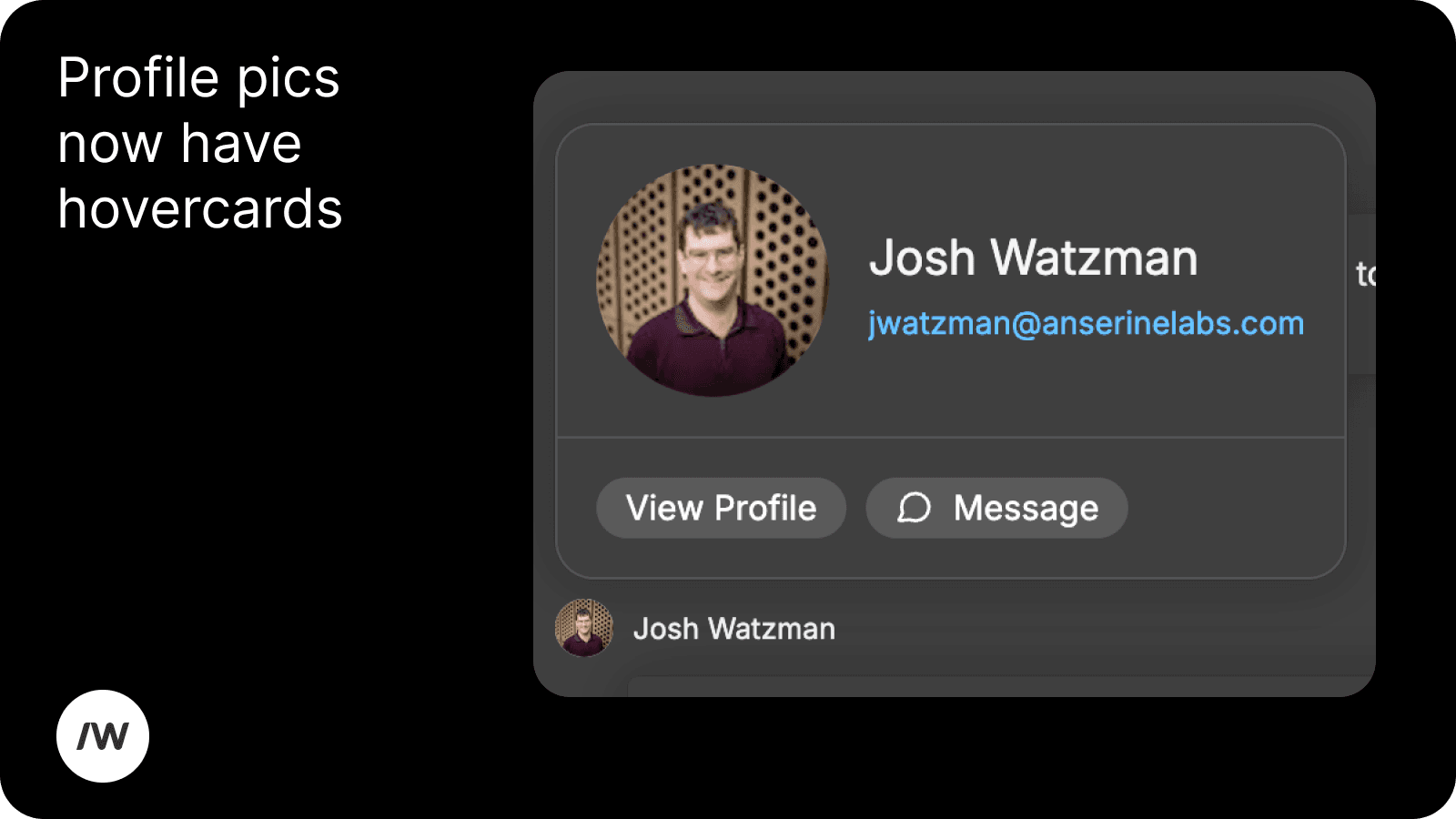 Slashwork now has user profile hovercards