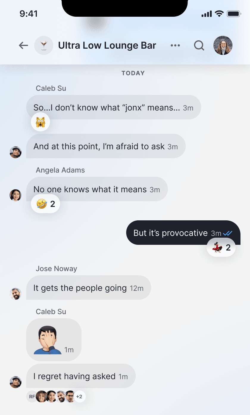 A screenshot of a chat conversation within the Slack alternative software Slashwork