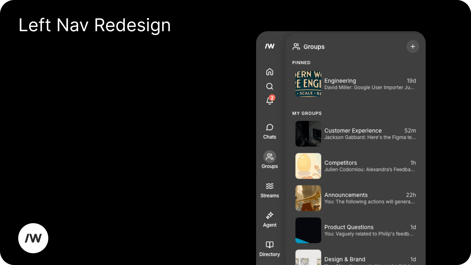 Slashwork has a redesigned left nav
