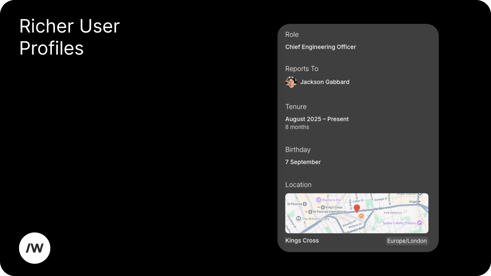 Slashwork has a number of new fields on user profiles