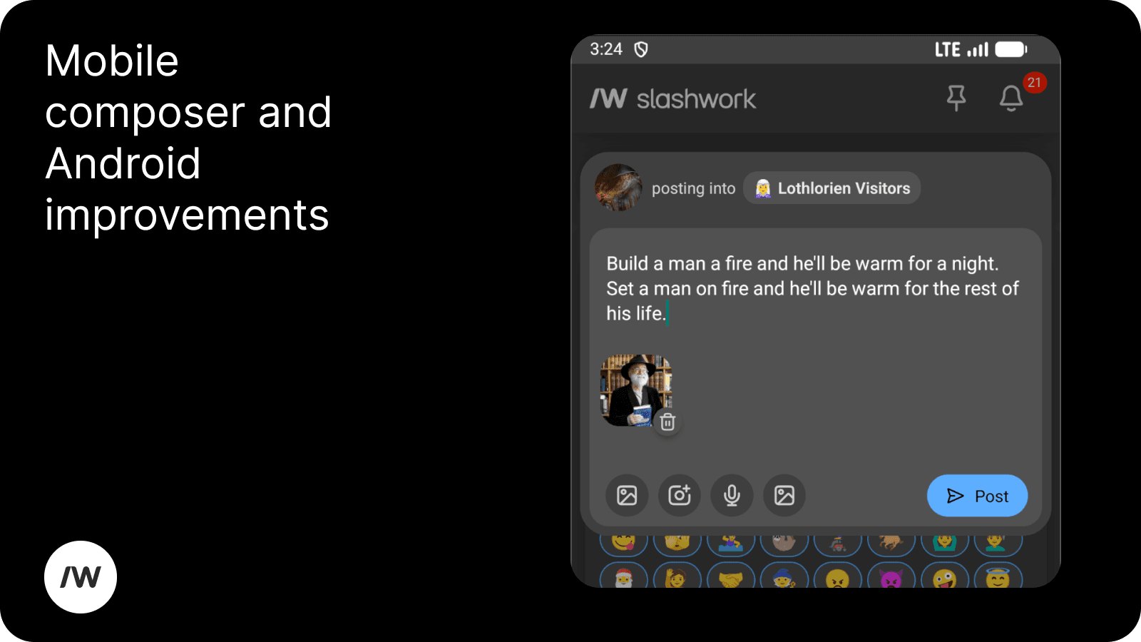 Slashwork has a much-imporoved mobile composer