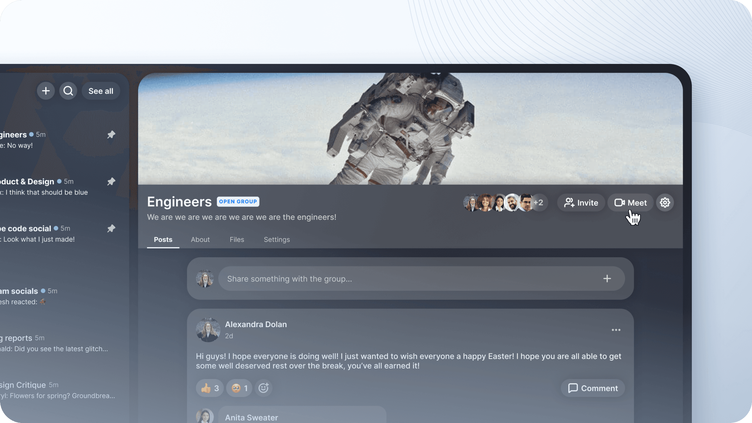 Our groups now feature a killer Google Meets integration with automatic transcription and summaries